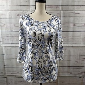 White House Black Market Silver Rhinestones Blouse